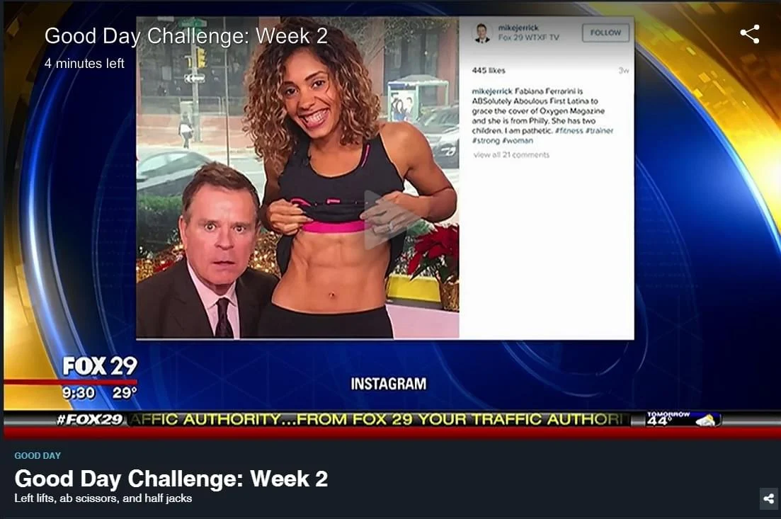 Fabiana on Good Day showing abs transformation