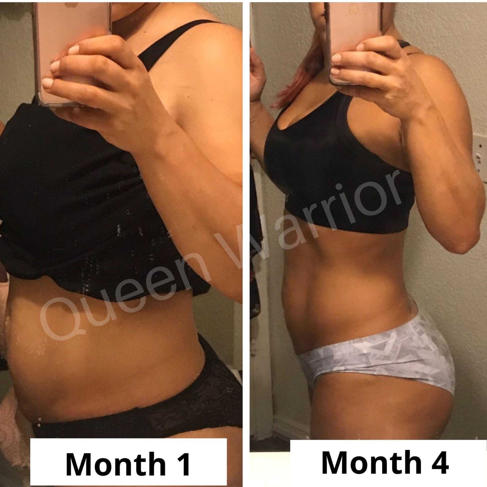 Month 1 to Month 4 transformation